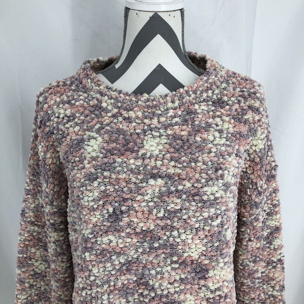 Candies Pink Purple White Pompon Sweater Large